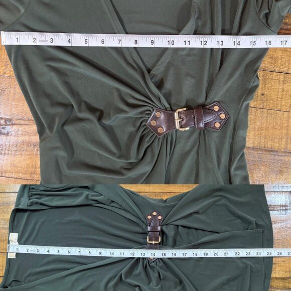 Michael Kors Olive Green Wrap Top with Buckle Detail -XS/S - Picture 5 of 8